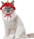 Strawberry Cat Hat, Handmade Knit Cute Soft Dog Cat Hat Halloween Christmas Party Costume Head Wear Accessories for Cats Birthday Puppy Hats for Kitten Small Pets (Red, M)