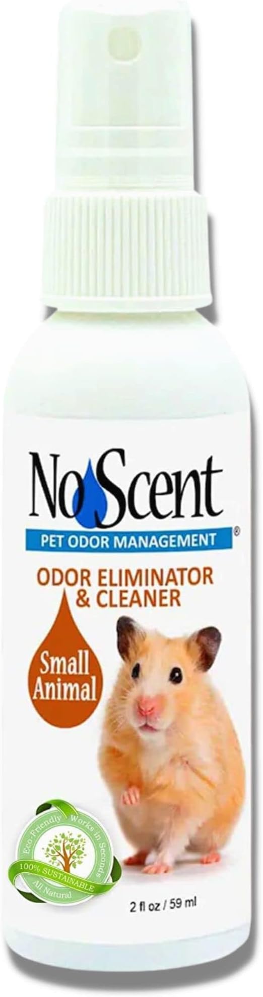No Scent Small Animal Guinea Pig Cage Cleaner | Hamster & Rabbit Habitat Pet Odor Spray (2 Fl Oz / 59 mL)