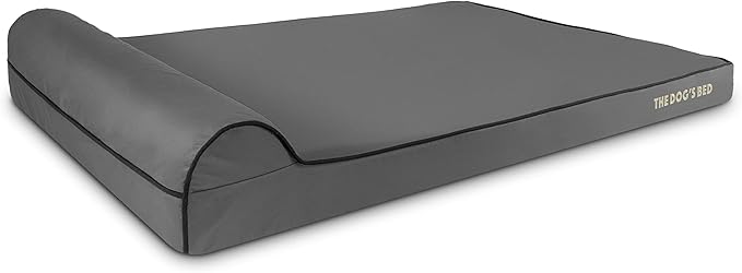 The Dog’s Bed Orthopedic Memory Foam Dog Bed with Headrest, Calming Surface – CertiPUR-Certified Foam, Oxford Fabric, Grey with Black Trim, XXL, 4-Inch