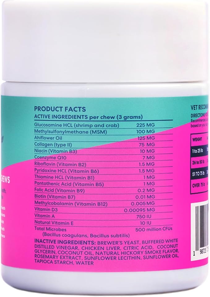 Floof by Brodie 10-in-1 Multivitamin Supplement: Dog and Puppy Vitamin with Joint Health Support MSM and Glucosamine HCL, Heart Health Coenzyme Q10, Probiotics, Collagen, Biotin - 60 Chews (6.35 oz)