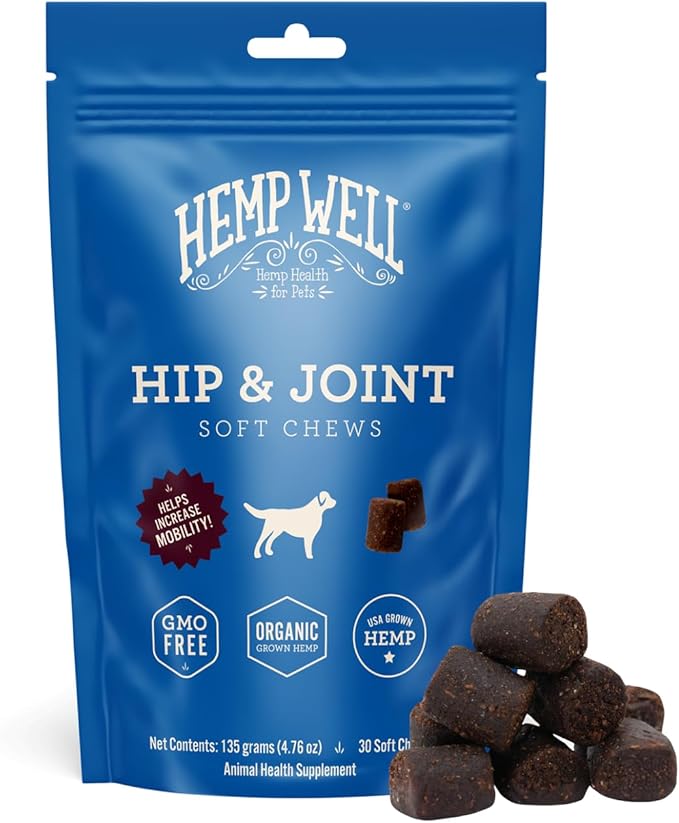 Hemp Well Hip and Joint Soft Chews – Best Joint Supplement for Dogs, Organically Sourced with Hemp, Glucosamine, Chondroitin and Breed Dogs,