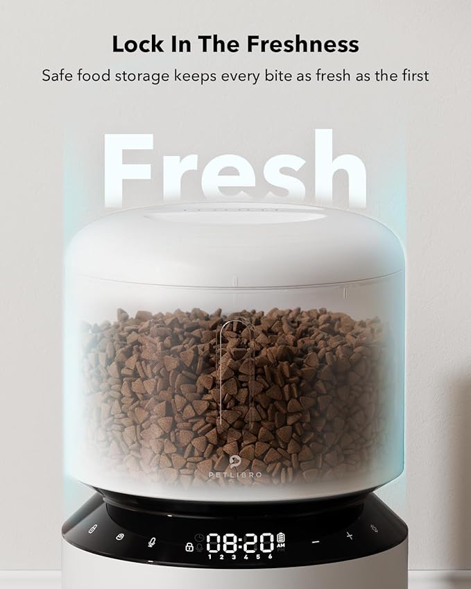 PETLIBRO Automatic Cat Feeder – 3L Programmable Pet Food Dispenser with Freshness Preservation, Timed Portion Control, Voice Meal Call & Dual Power Supply, Healthy Feeding for Cats & Small Dogs White