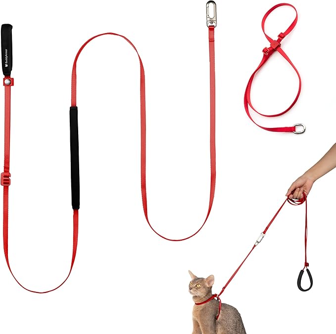 Cat Harness and Leash Set, Escape Proof Cat Harness Lightweight Leash with Padded Handle, Adjustable Leash Harness for Kitten>4lbs Small Large Cats Walking Training (Vivid Red, S)