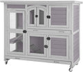 AIVITUVIN Rabbit Hutch Indoor Rabbit Cage Outdoor Two Story Bunny Cage Bunny Hutch Pull Out Tray Guinea Pig Cage on Wheel