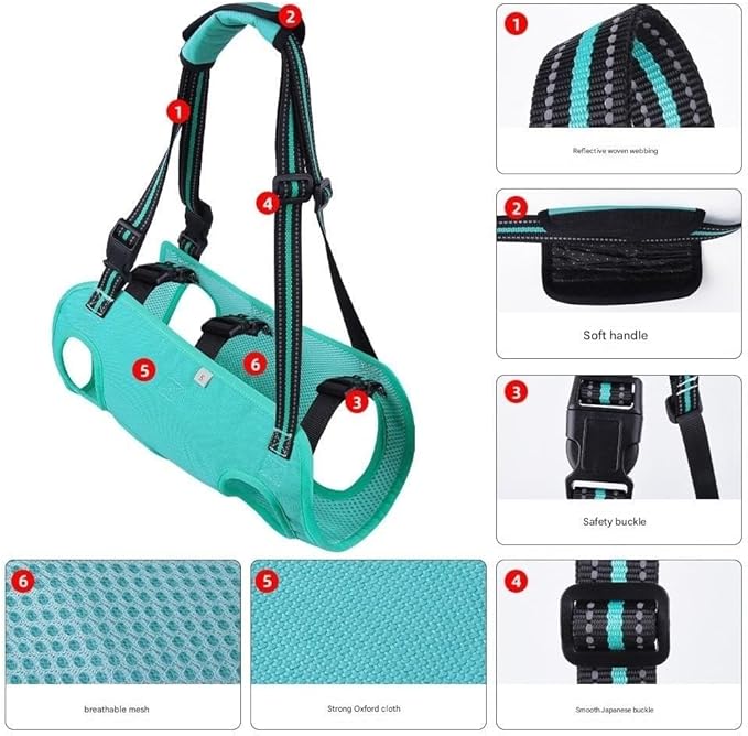 Adjustable Dog Support Harness for Senior & Disabled Pets – Lift Assist Rehab Sling with Leash Clip for Mobility, Walking & Recovery(Black,X-Large)