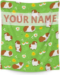Personalized Guinea Pig Blanket with Name - Soft, Fuzzy & Warm - 60"x80" Twin Size Blanket for Bed, Couch & Living Room - Green Cute Throw Gifts for Adults, Kids
