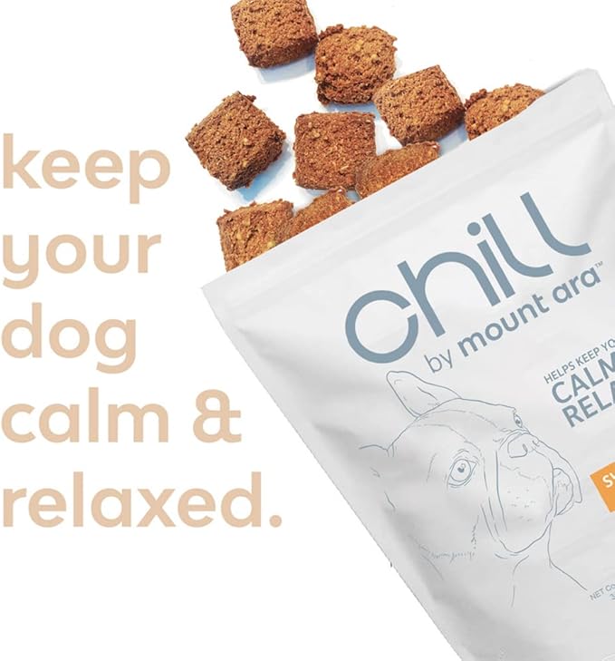 CHILL Bites Calming Dog Treats for Relaxation, Made with Sweet Potato, Valerian Root, & Melatonin for Dogs