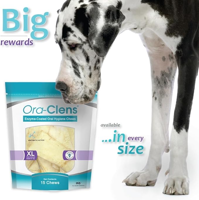 Oral Hygiene Chews for X-Large Dogs – Enzymatic Dental Treats for Daily Oral Care, Helps Clean Teeth & Freshen Breath, Supports Plaque & Tartar Control – 15 Chews (3 Pack)
