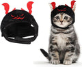 ALIBBON Cat Halloween Devil Costume Dog Halloween Devil Hat Pet Headdress for Halloween Party Adjustable Devil Cap Black Devil Hat Dress Up for Puppy Kitty Halloween Cosplay Costume