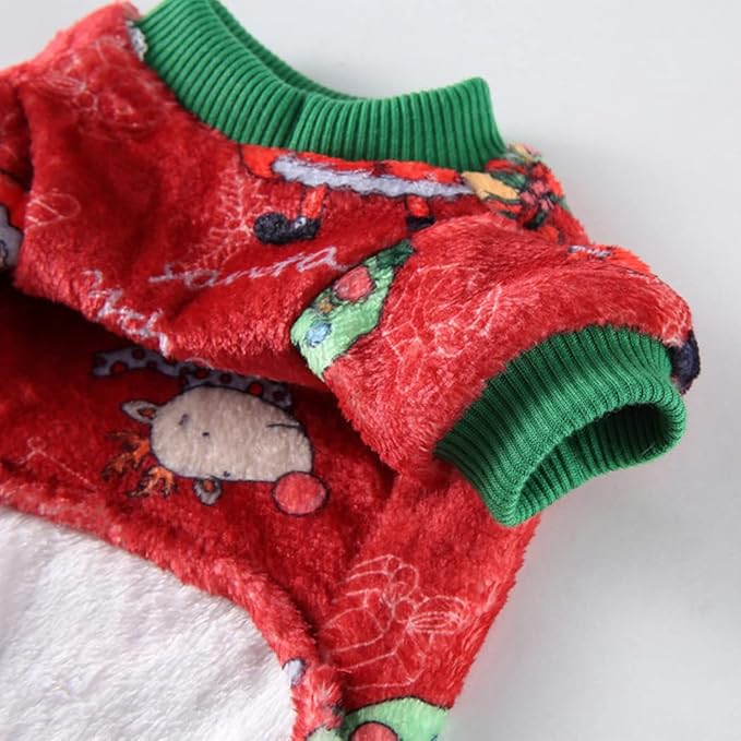XIAOYU Christmas Dog Pajamas Soft Warm Pet Clothes Cat Apparel Winter Holiday Costumes for Small Dog Cat, Christmas Circle, L