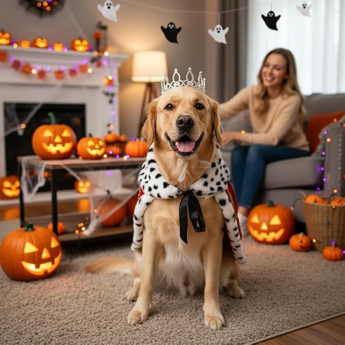 Lovelyshop Pet Series Silver Plated Royal Rhinestone Pearl Full Round Dog/Cat Crown for Rolyal Family Costume Hair Accessories-XLarge Size