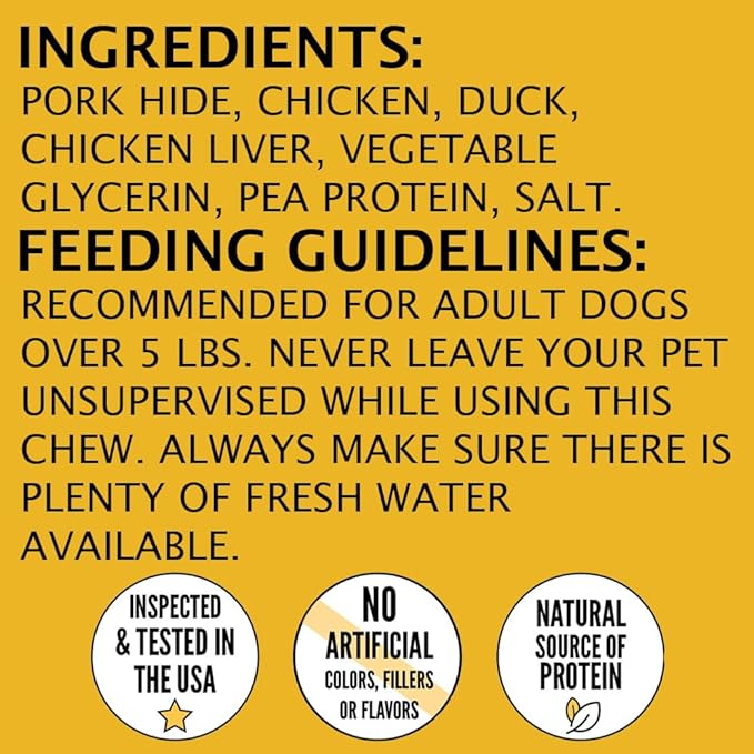 Hubert Pet Gourmet 5-in-1 Pork Hide Kabobs for Dogs: Four Flavors, 10-Inch Long-Lasting Chews, 10 Count, 1.8 lb Bag