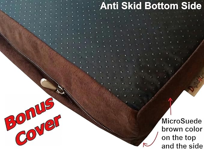 Dogbed4less Orthopedic Gel Cooling Memory Foam Pet Bed with Waterproof Liner and External Black Canvas + Bonus Microsuede Antislip Covers for Small to Medium Dogs 35X20X4 Inches