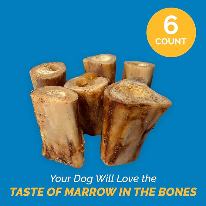 123 Treats Marrow Bones for Dogs - 100% Natural Long Lasting for Aggressive Chewers, Easily Digestible Bone Marrow Dog Treats for Healthy Snacking | (5-6 inches, 6 Count)