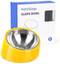 Tilted Dog Bowl Non-Slip & Non-Spill Pet Feeder with Elevated Detachable Melamine Stand, Easy to Get Food Dog Dish, S/100ml Yellow