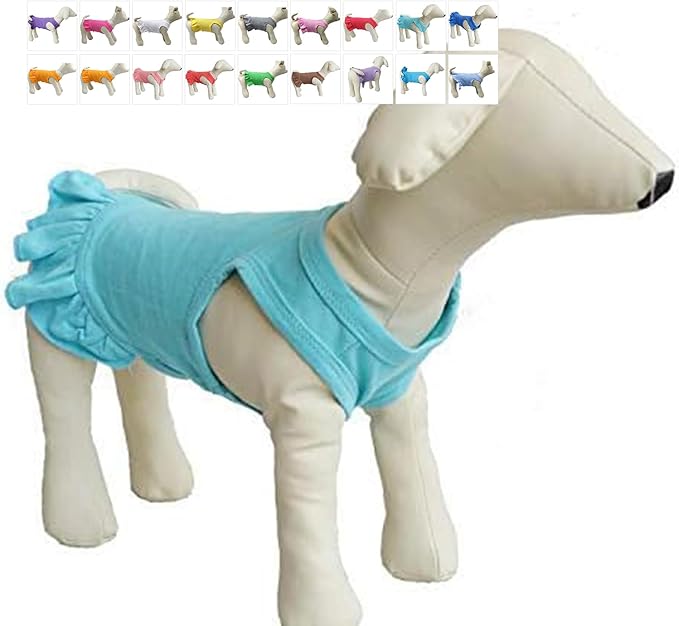 Pet Clothes Small Dog Clothing Blank Color Sport Dress T-Shirts Tee Dresses Tanks Top for Small Size Female Dogs Summer Spring Pet Costumes 100% Cotton (XL, Turquoise)