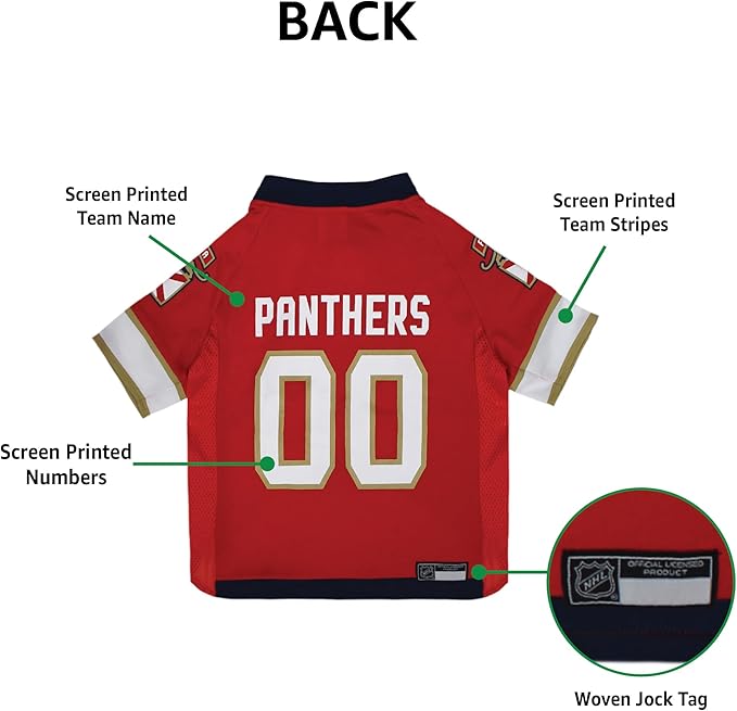 Pets First NHL Florida Panthers Jersey for Dogs & Cats, Large. - Let Your Pet be a Real NHL Fan!