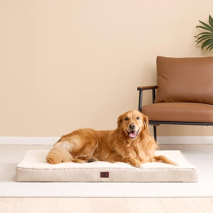EHEYCIGA Orthopedic XL Dog Beds for Extra Large Dogs with Removable Washable Cover for Crate, Camel, 41x27