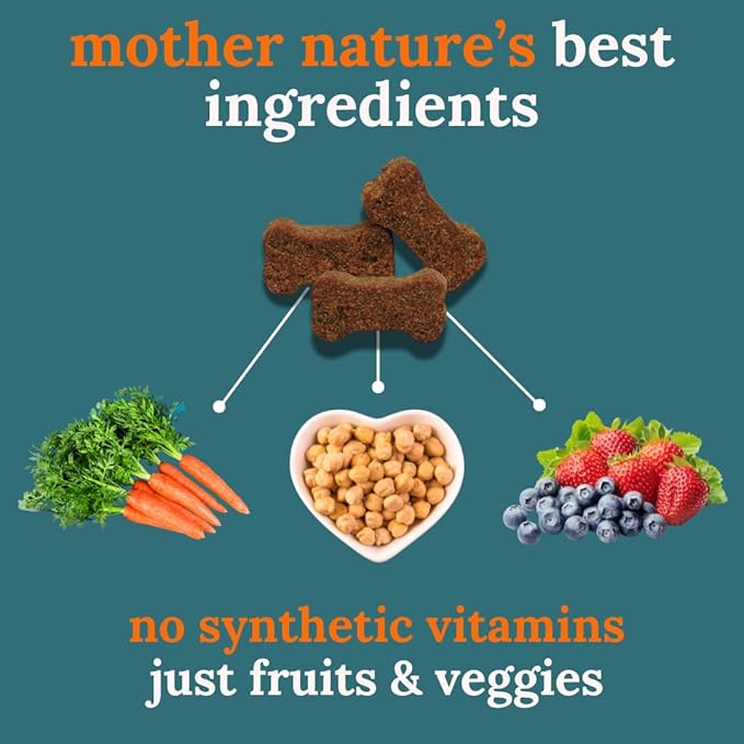 Pure Harvest - Healthy All Natural Dog Treats - Delicious Peanut Butter Flavor Chews - Made from 14+ Fruits & Veggies - Support Dog Health - No Synthetic Vitamins (90 Chews)