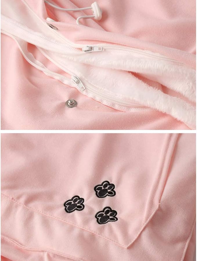Women Pet Carrier Sweatshirt Puppy Kitten Holding Hoodies Long Sleeve Pouch Tops