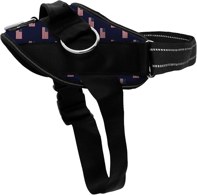 ShawnCo Essential Dog Harness, No-Pull Pet Vest with 3 Leash Clips, No Choke, Reflective, Adjustable and Padded, for Easy Walking and Training for Small, Medium and Large Dogs (USA Flag,XL)