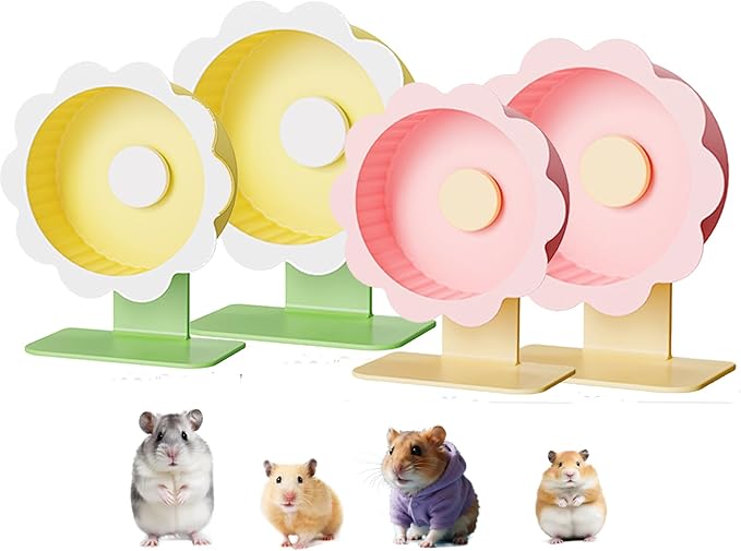 Hamster Wheel Super-Silent Hamster Exercise Wheels- Quiet Spinner Hamster Running Wheels with Adjustable Stand for Hamsters Gerbils Mice Or Other Small pet (Pink, Large)