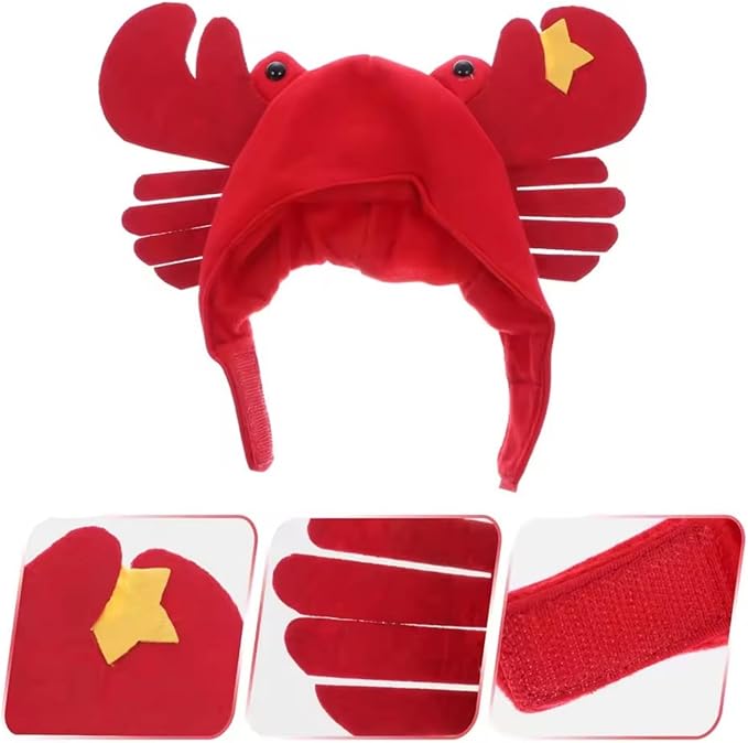 Dzrige Halloween Pet Crab Hat Red Plush Crab Hat Funny Cat Pup Small Pet Hat Halloween Crab Headwear for Halloween Masquerade Dress Up Cosplay