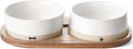 LE TAUCI PET Ceramic Dog Bowls for Medium and Small Dogs - 3.2 Cup Weighted Non-Slip Food and Water Bowls with Acacia Wood Tray, Pet Bowl Set of 2