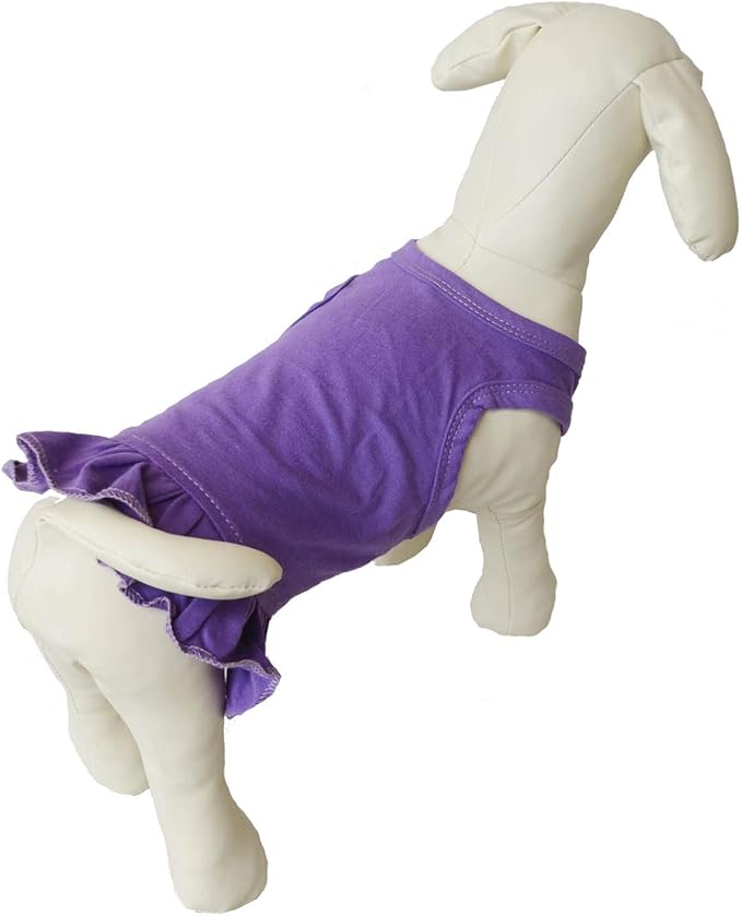 Pet Clothes Small Dog Clothing Blank Color Sport Dress T-Shirts Tee Dresses Tanks Top for Small Size Female Dogs Summer Spring Pet Costumes 100% Cotton (L, Purple)