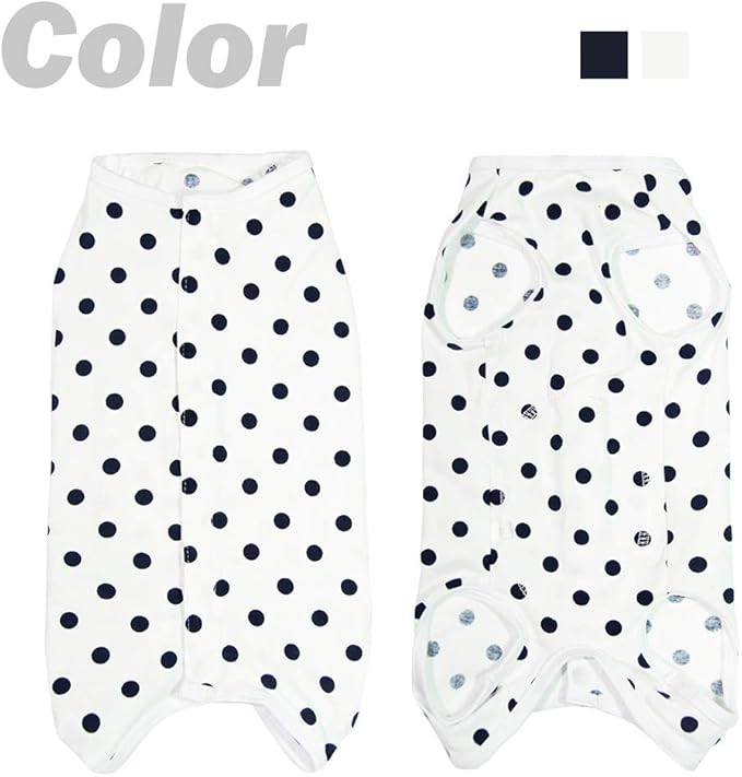 Dog’s Recovery Suit Post Surgery Shirt for Puppy, Wound Protective Clothes for Little Animals(White spot-m)