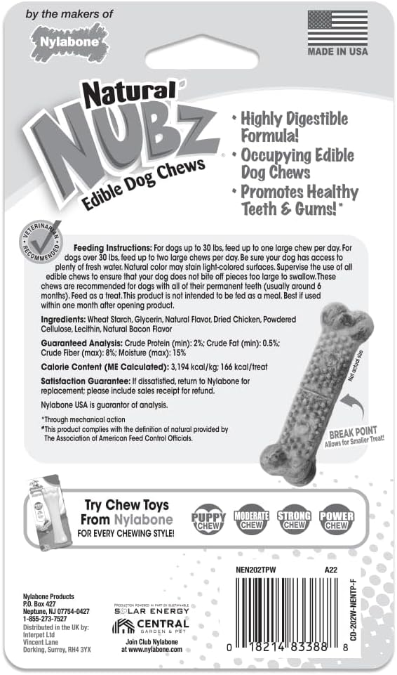 Nylabone 491556 Nubz Chicken Flavor, Large/2 Ct, 1Piece