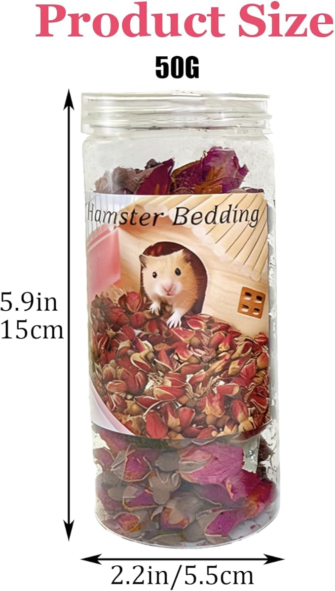 Hamster Bedding Habitat 100G/3.5oz Hamster Forage Flowers Cage Accessories for Rabbit Gerbil Mouse Guinea Pig (100G)