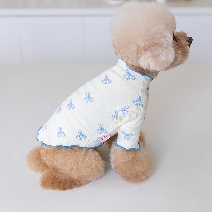 Small Dog Clothes Extra Small Dogs Spring Summer Dress Cute Soft and Breathable Outfits for Female Chihuahua Shih Tzu Yorkshire Puppy Cats (Blue, XX-Small)