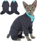 T'CHAQUE Sticky Hair Cat Onesie - Soft Long Sleeve Cat Pajamas, Anti-Shedding,Surgery Recovery Suit, Wound Protection & Preventing Licking, Kitten Sweaters for Male Female, Darkgray-XS