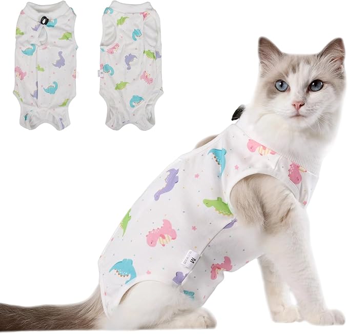Cat Recovery Suit After Surgery, Anti Licking Onesie Postoperative Shirt for Female Spay Male Neuter, Soft Breathable Bodysuit Pajamas for Abdominal Wound Kitten E-Collar & Cone Alternative
