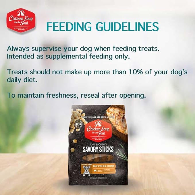 Chicken Soup for the Soul All Natural Premium Savory Sticks Soft & Chewy Dog Treats, Real Chicken First Ingredient, No By-Products, Artificial Colors, Flavors or Preservatives, Chicken, 32oz