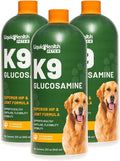 LIQUIDHEALTH Pets K9 Liquid Glucosamine for Dogs, Puppies, Senior Canines with Chondroitin, MSM, Hyaluronic Acid - Dog Vitamins for Hip Joint Health, Dog Joint Oil, Joint Juice - Made in USA (3 Pack)