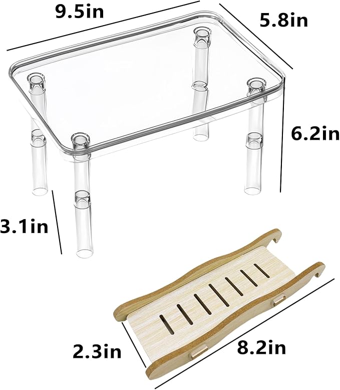 Hamster Platform Acrylic Small Animal Play Activity Resting Stand Climbing Cage Toy with Ladder for Dwarf Syrian Hamsters Gerbils Mice Sugar Glider