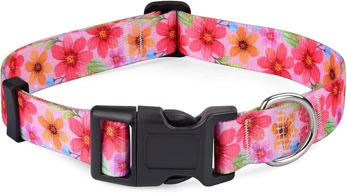 Dog Collar for Small Dogs, Soft Comfy Pet Collar for Small Medium Large Dogs, Floral Pattern for Boy Girl Puppy Dogs(Floral C,S)