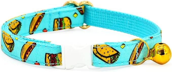 Taco Cat Collar Bow Tie Breakaway Collar, Wedding/Birthday Cat Accessories, Adjustable Bowtie, Removable Jingle Bell