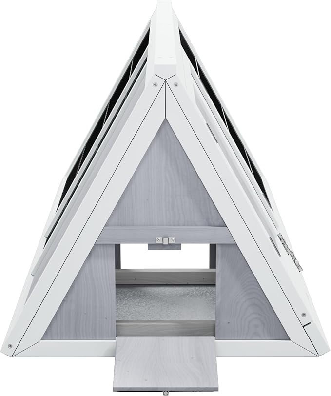 Small Chicken Coop, Wooden Chicken Coop for 2 Chickens Outdoor A-Frame Quail Coop Bunny Hutch with 3 Doors,Pull-Out-Tray&Ventilating Wire Fence for Small Animals(Grey)