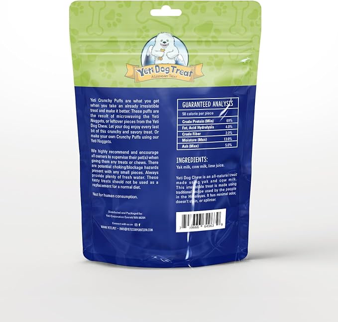 Yeti Crunchy Puffs Natural Yak Cheese Dog Treats, 3.5 Oz