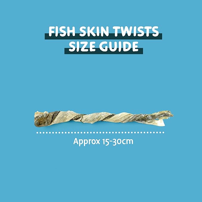 SKIPPER'S Crunchy Cod Fish Skin Twists Dog Treats - 100% Natural Baked Fish Skin Treat for Dogs, High in Protein & Low in Fat, Essential Source of Omega 3 Oil, Great for Cleaning Teeth | (7.05 Oz)