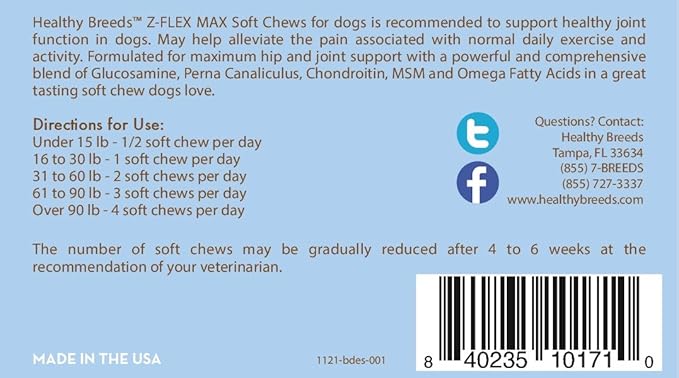 Healthy Breeds Bouvier des Flandres Z-Flex Max Hip & Joint Soft Chews 100 Count