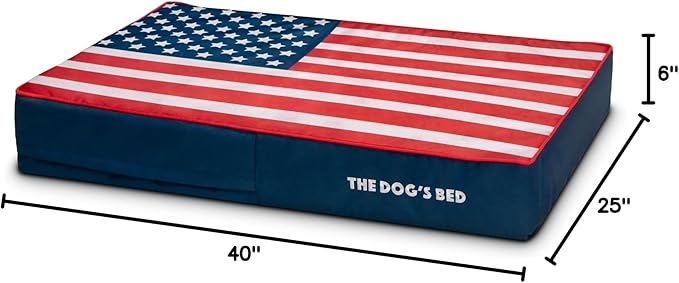 The Dog’s Bed Replacement Outer Cover, Oxford Fabric, Blue with Red Trim US Center Flag, Large, 6-Inch