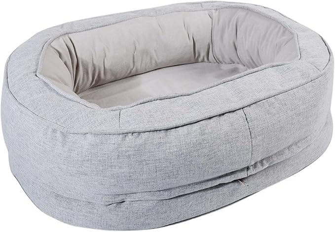 Dog Beds for Small & Medium Dogs, Memory Foam Dog Couch Bed with Washable Removable Cover, Bolster Pet Bed with Waterproof Lining Non-Slip Bottom, Soft Comfy Dog Sofa (Medium,Light Grey)