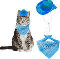 Dog and Cat Cowboy Hat With Bandana Scarf - Mini Pet Costume for Holiday, Halloween, Party Decoration (Blue-style2, Small)