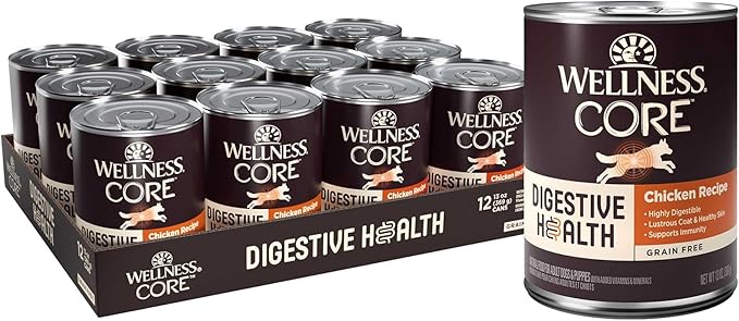 Wellness CORE Digestive Health Chicken Grain Free Wet Dog Food, 13 Ounce Can (Pack of 12)
