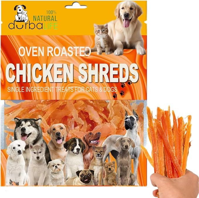 Oven Roasted Single Ingredient Treats for Dogs & Cats | Easy Chew (3.1 oz, Chicken Shreds (Crystal))