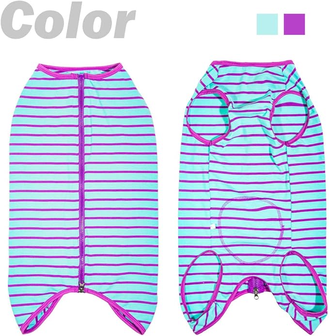 Dog’s Recovery Suit Post Surgery Shirt for Female Male Dog, E-Collar Alternative Wound Protective Clothes (Purple stripe-4xl)
